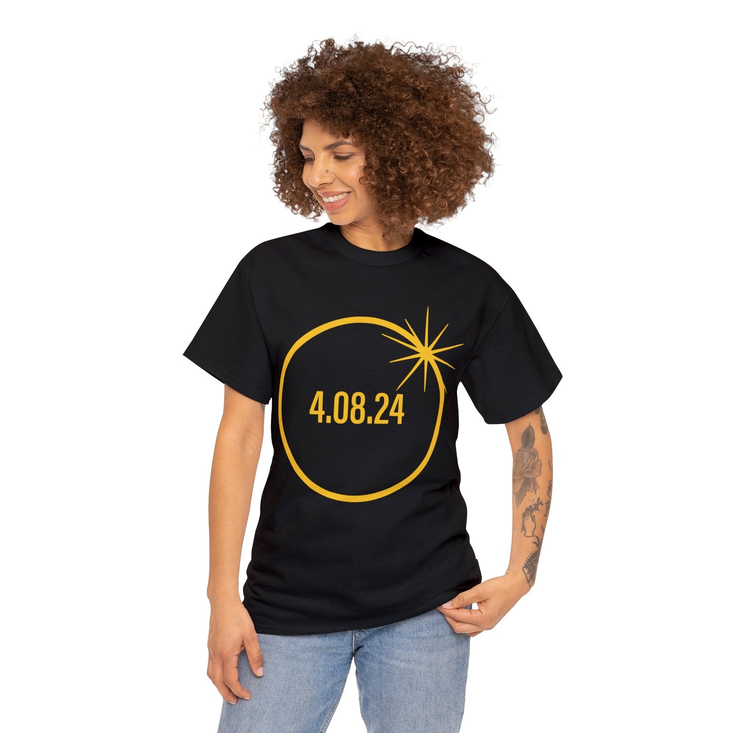 America Totality Spring 4.08.24 Total Solar Eclipse Graphic Short Sleeve Unisex Heavy Cotton Tee Casual Classic