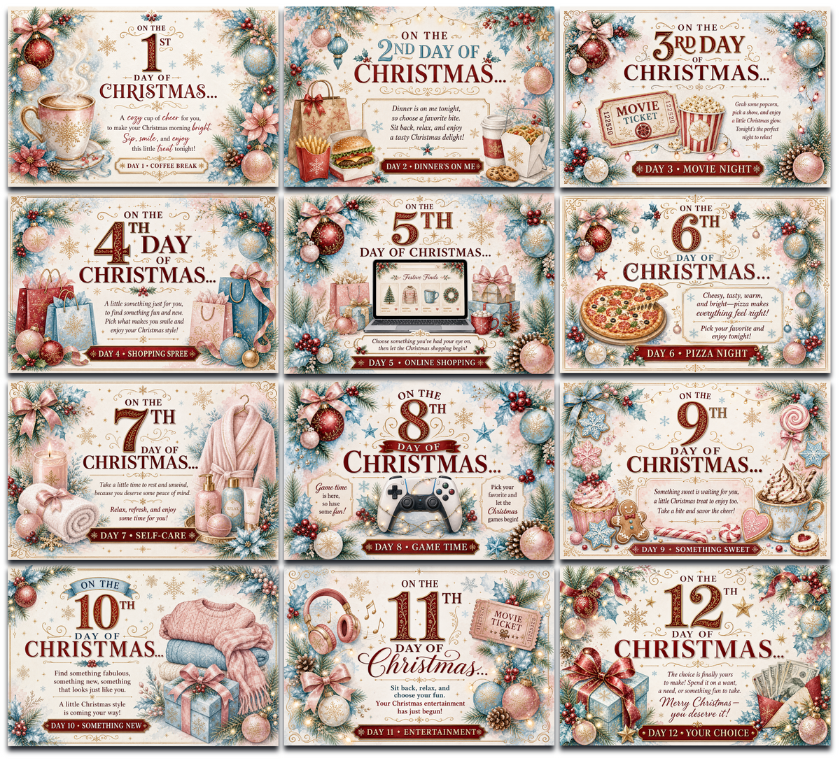 12 Days of Christmas Gift Card Book | Money Holder, Holiday Surprise Pages
