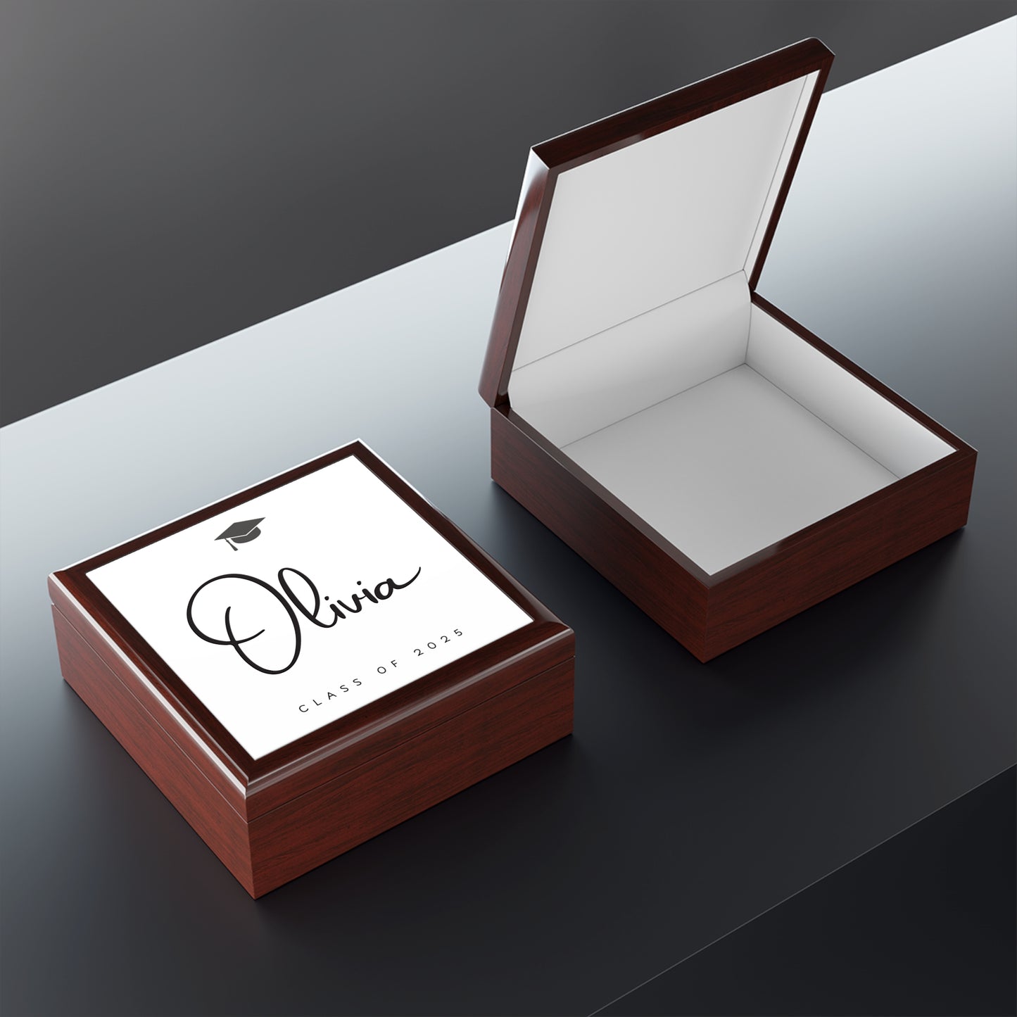 Personalized Graduation Jewelry Box - Class of 2025 | Elegant Keepsake Gift | Custom Engraved Wooden Jewelry Box