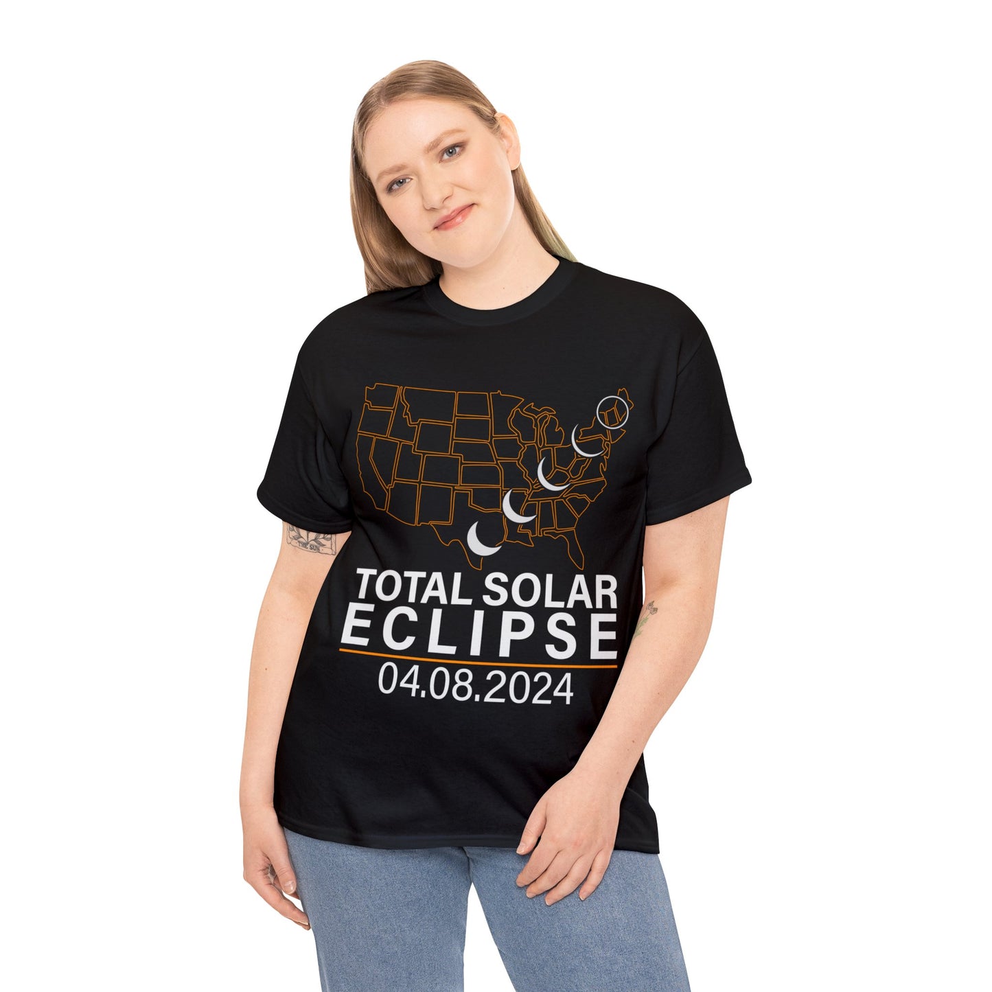 America Totality Spring 4.08.24 Total Solar Eclipse Graphic Short Sleeve Unisex Heavy Cotton Tee