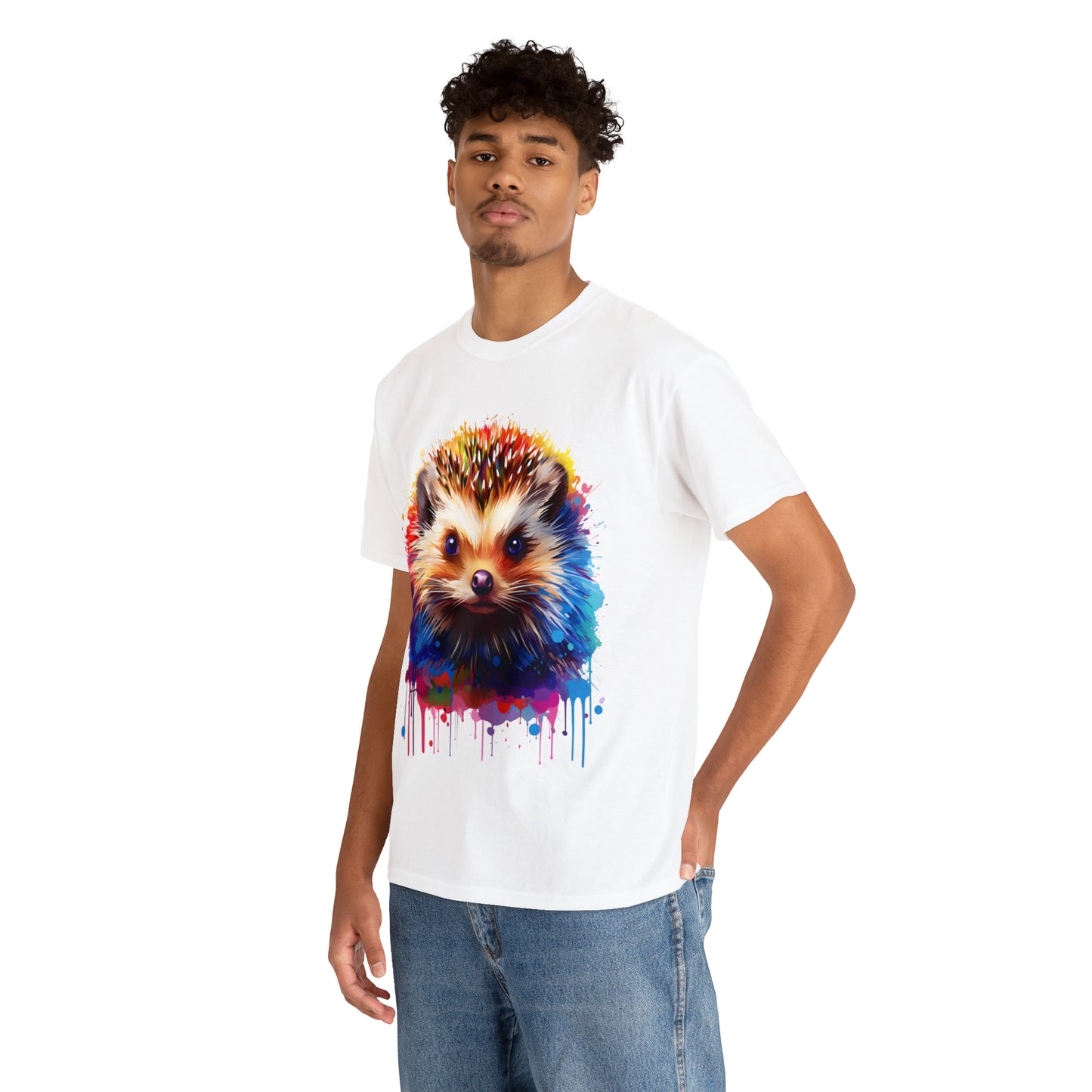 Hedgehog Rainbow Splash Short Sleeve Graphic T-Shirt (S-3XL)