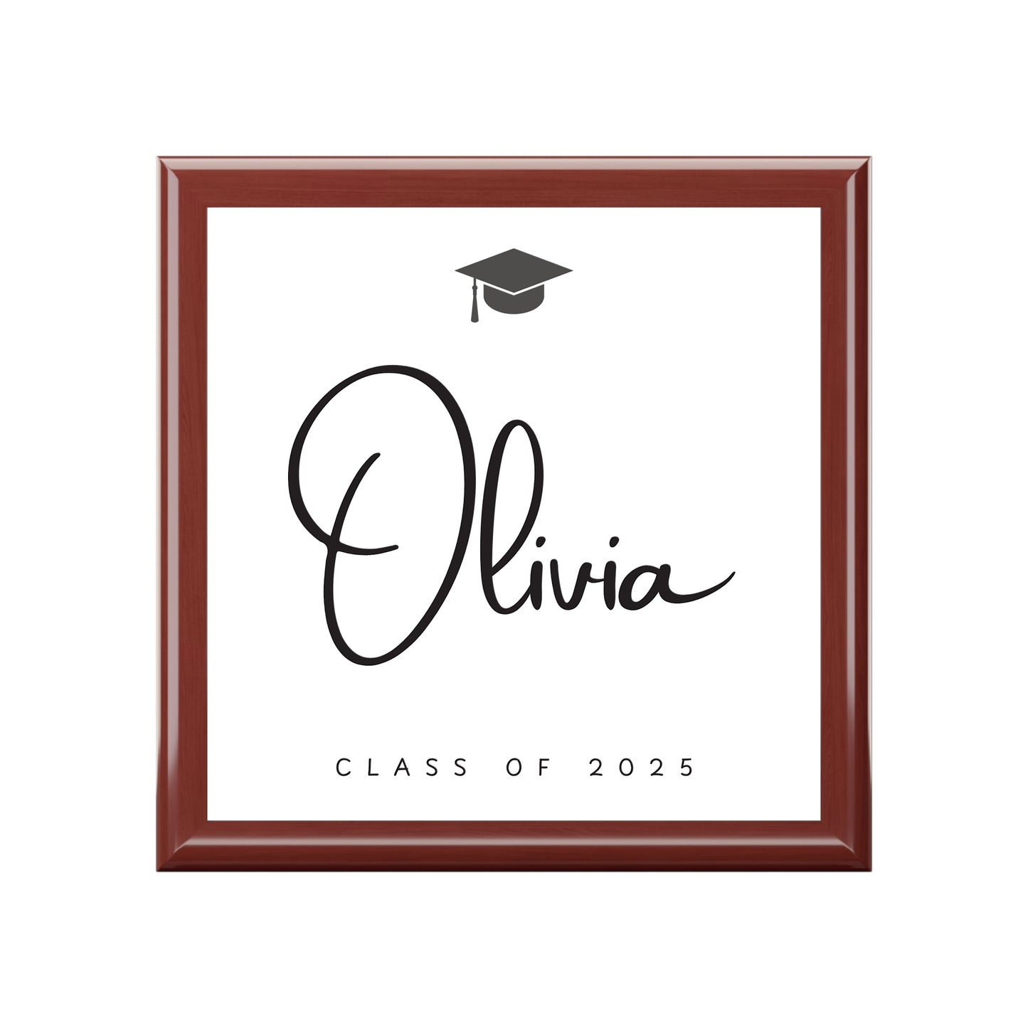 Personalized Graduation Jewelry Box - Class of 2025 | Elegant Keepsake Gift | Custom Engraved Wooden Jewelry Box