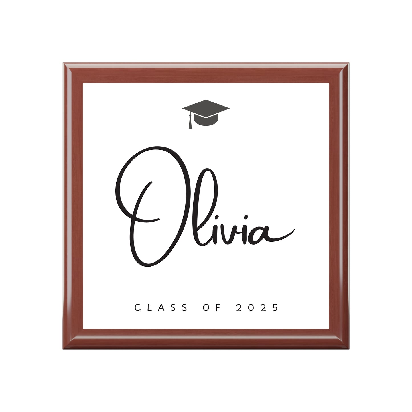 Personalized Graduation Jewelry Box - Class of 2025 | Elegant Keepsake Gift | Custom Engraved Wooden Jewelry Box