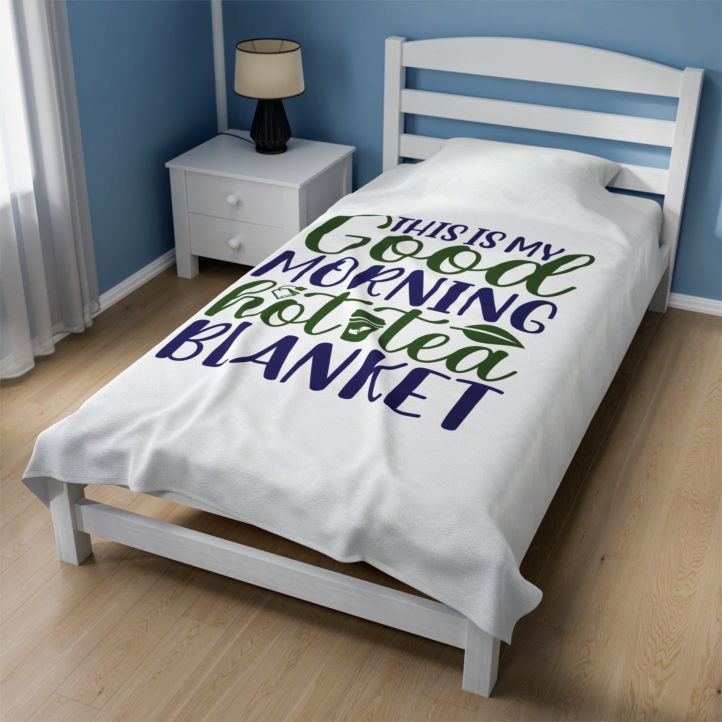 Velveteen Plush Blanket | This is My Good Morning Hot Tea Blanket | Gift for Her | Gift for Him | Soft Touch Throw Blanket