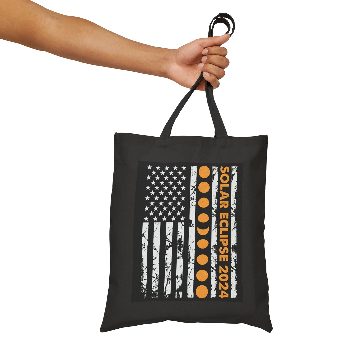 Total Solar Eclipse 2024 Totality Phases Flag Cotton Canvas Tote Bag