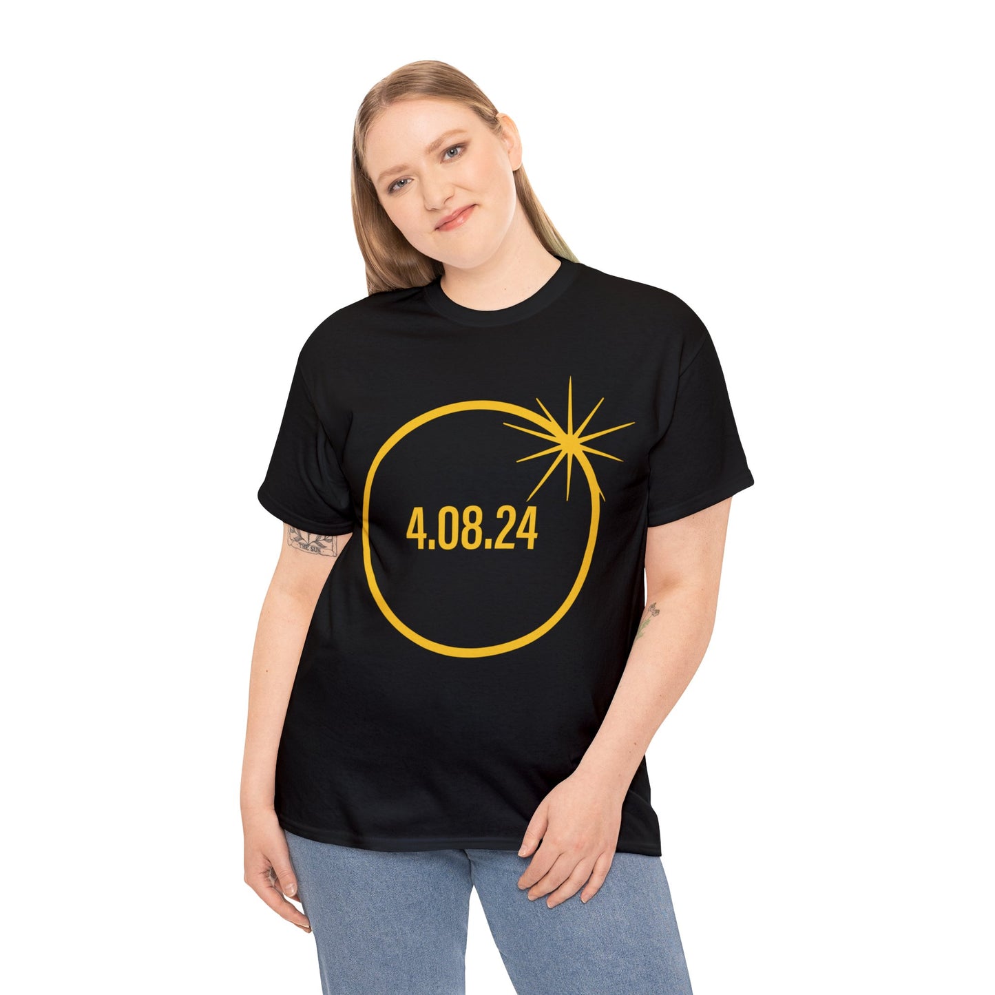 America Totality Spring 4.08.24 Total Solar Eclipse Graphic Short Sleeve Unisex Heavy Cotton Tee Casual Classic