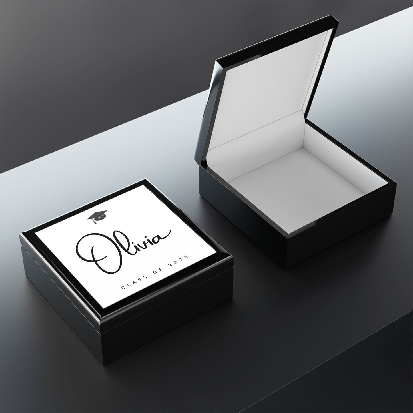 Personalized Graduation Jewelry Box - Class of 2025 | Elegant Keepsake Gift | Custom Engraved Wooden Jewelry Box
