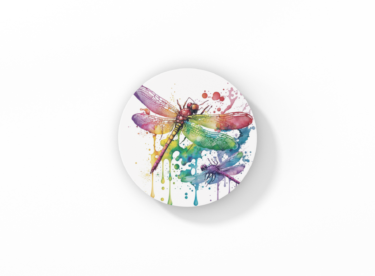 Colorful Dragonflies Ceramic Coasters Set of 2 | Great gifts for Hostess, Birthday, Holidays, Anniversary
