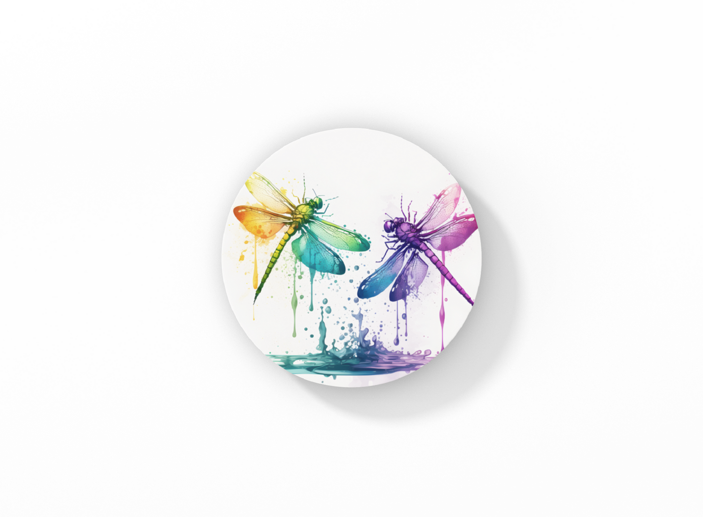 Colorful Dragonflies Ceramic Coasters Set of 2 | Great gifts for Hostess, Birthday, Holidays, Anniversary