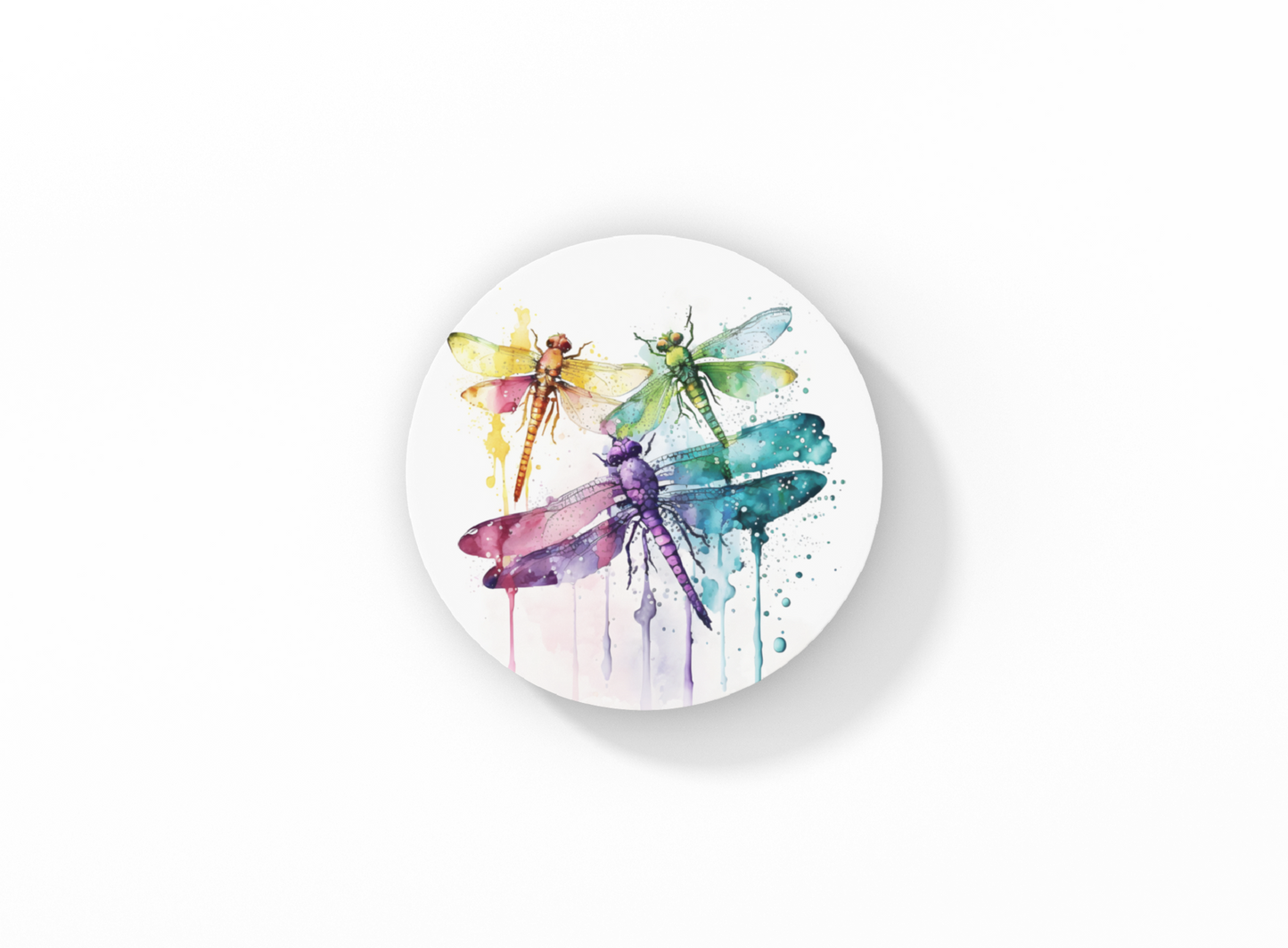 Colorful Dragonflies Ceramic Coasters Set of 2 | Great gifts for Hostess, Birthday, Holidays, Anniversary
