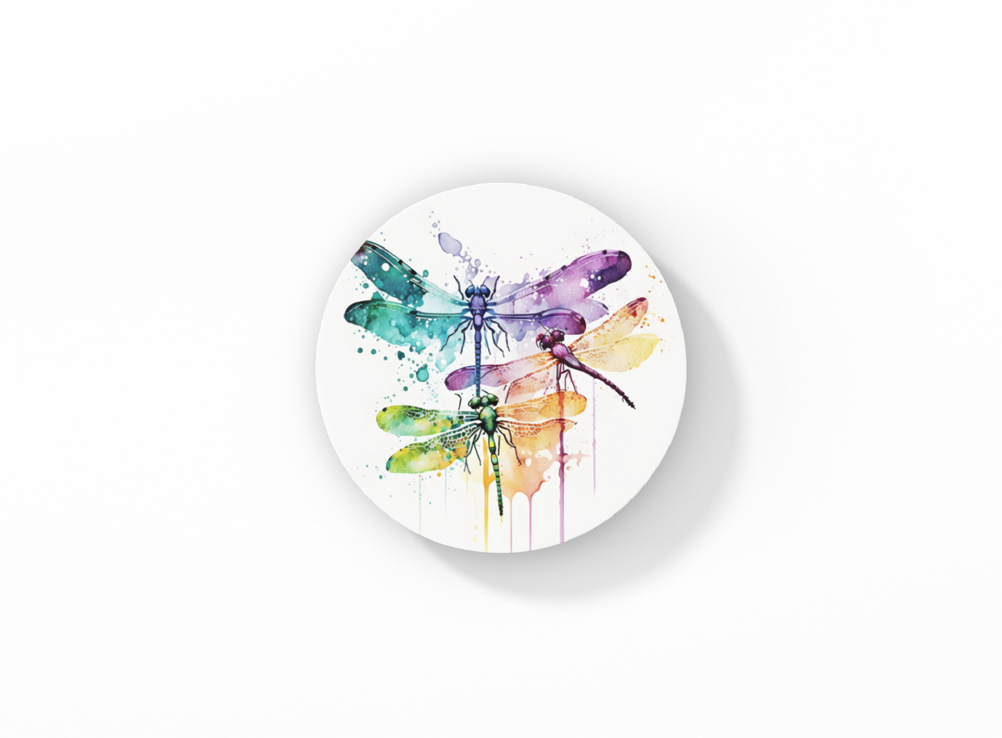 Colorful Dragonflies Ceramic Coasters Set of 2 | Great gifts for Hostess, Birthday, Holidays, Anniversary
