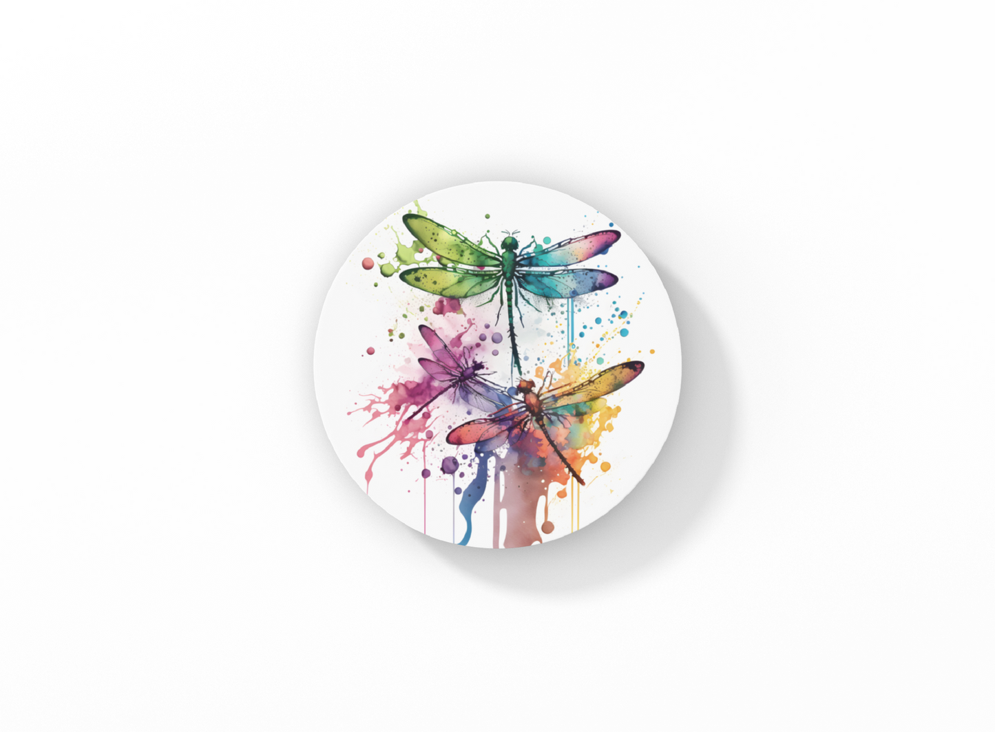 Colorful Dragonflies Ceramic Coasters Set of 2 | Great gifts for Hostess, Birthday, Holidays, Anniversary