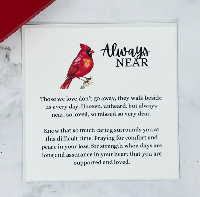 Cardinals Always Near Glass Gem Pendant