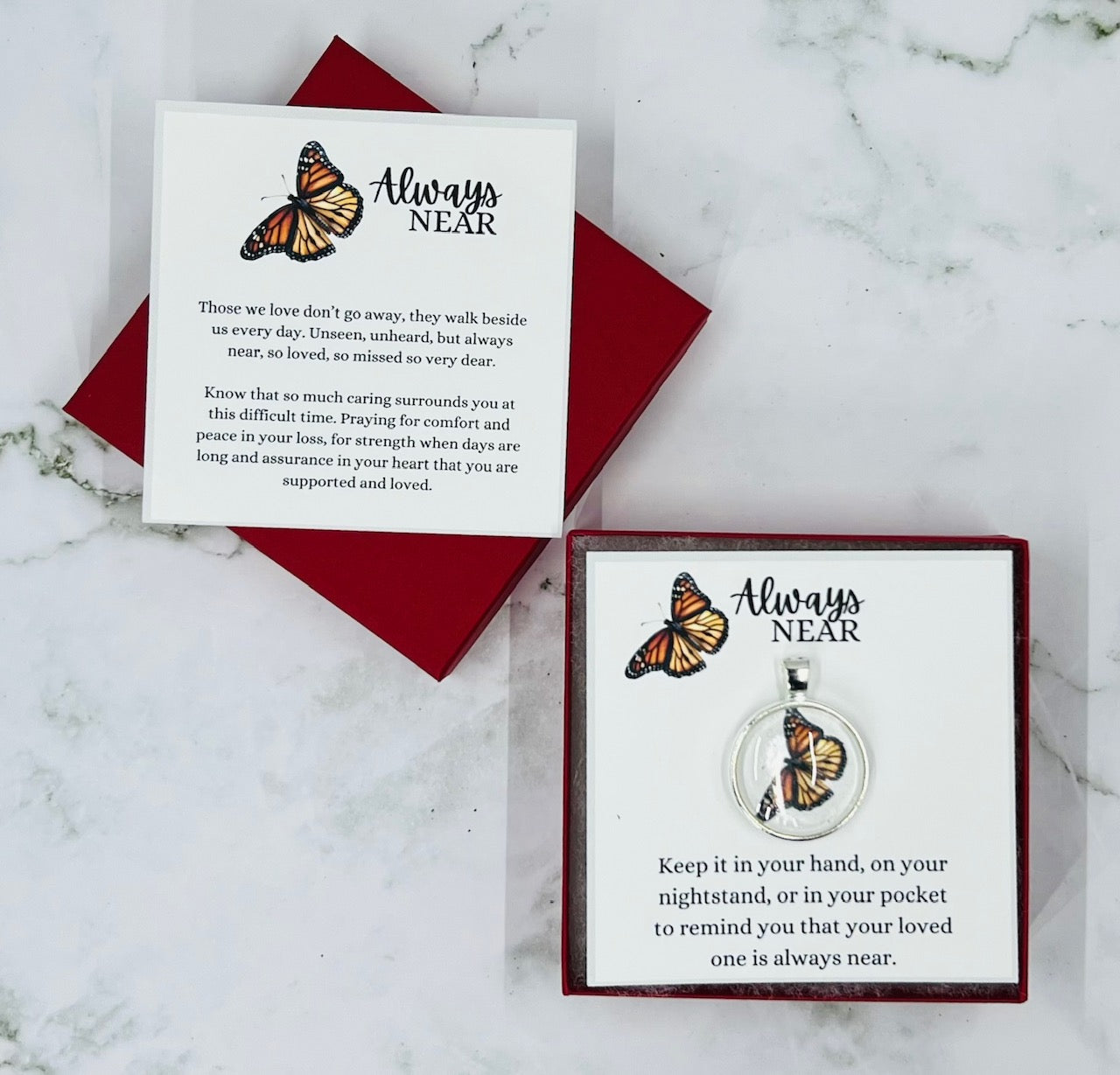 Butterflies Always Near Glass Gem Pendant