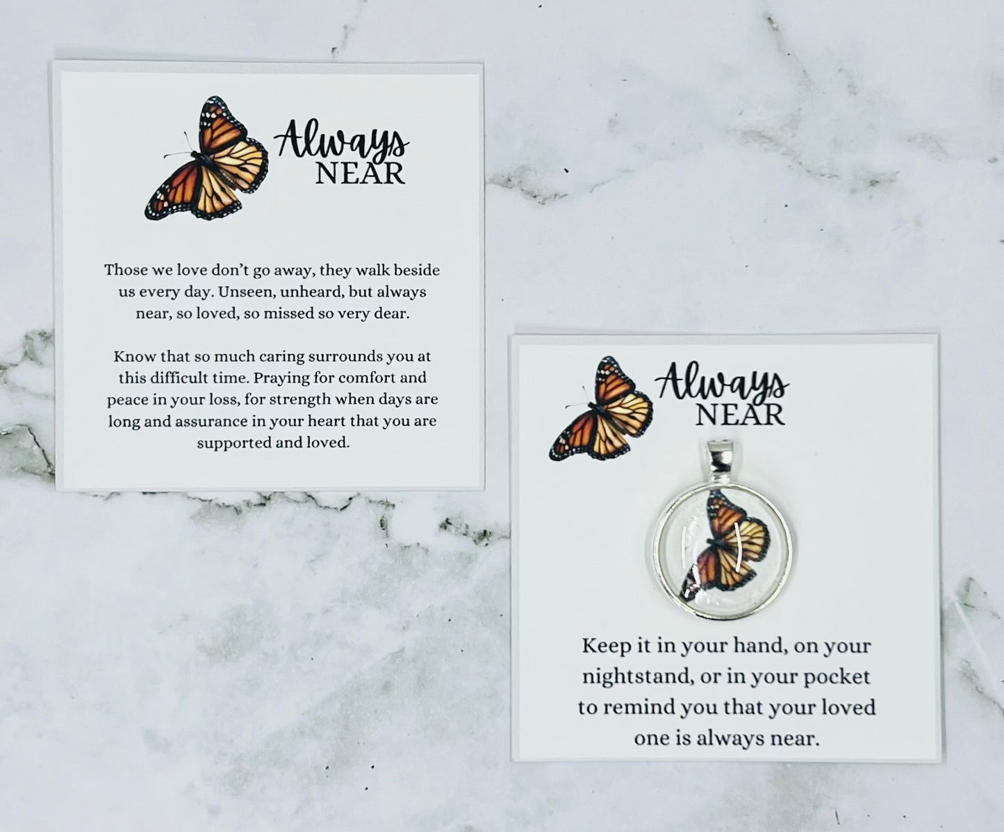 Butterflies Always Near Glass Gem Pendant