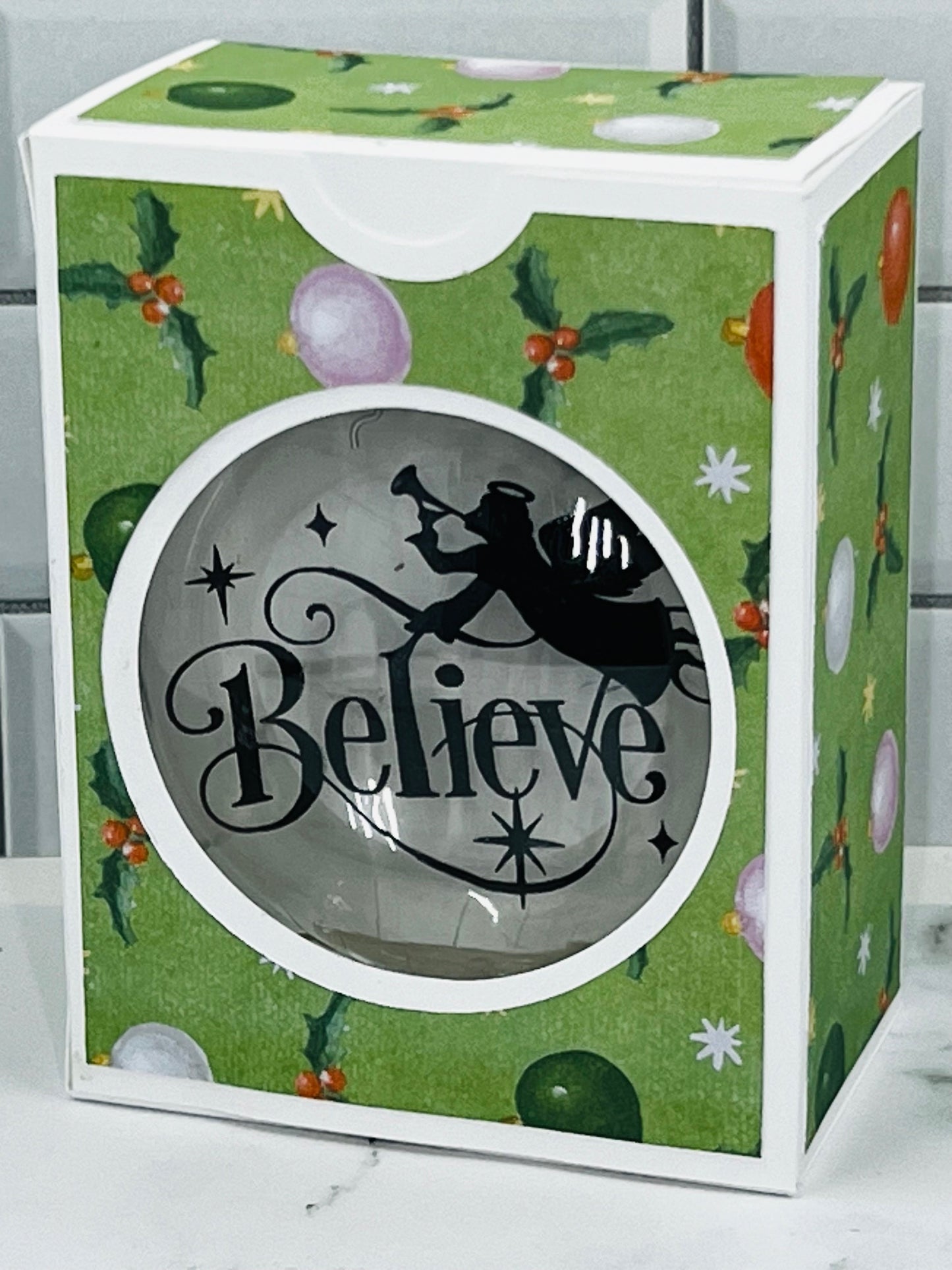 Floating Ornament with Gift Box | Acrylic 3-inch disc-shaped ornament