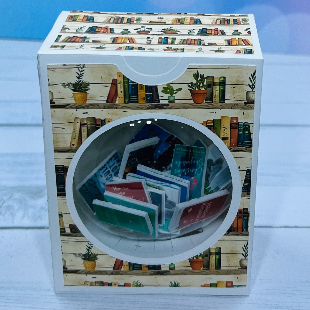 Miniature Books Holiday Ornament | 20 Christmas-Themed Titles | 3.15" Transparent Flat Ornament with Bookish Gift Box