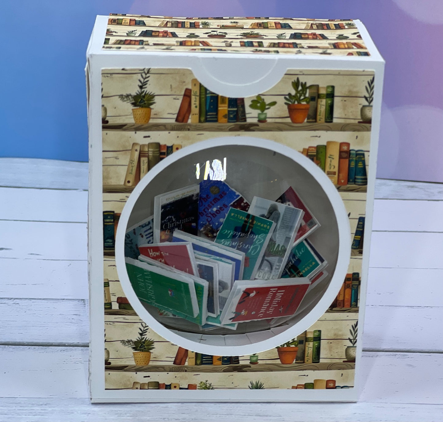 Miniature Books Holiday Ornament | 20 Christmas-Themed Titles | 3.15" Transparent Flat Ornament with Bookish Gift Box