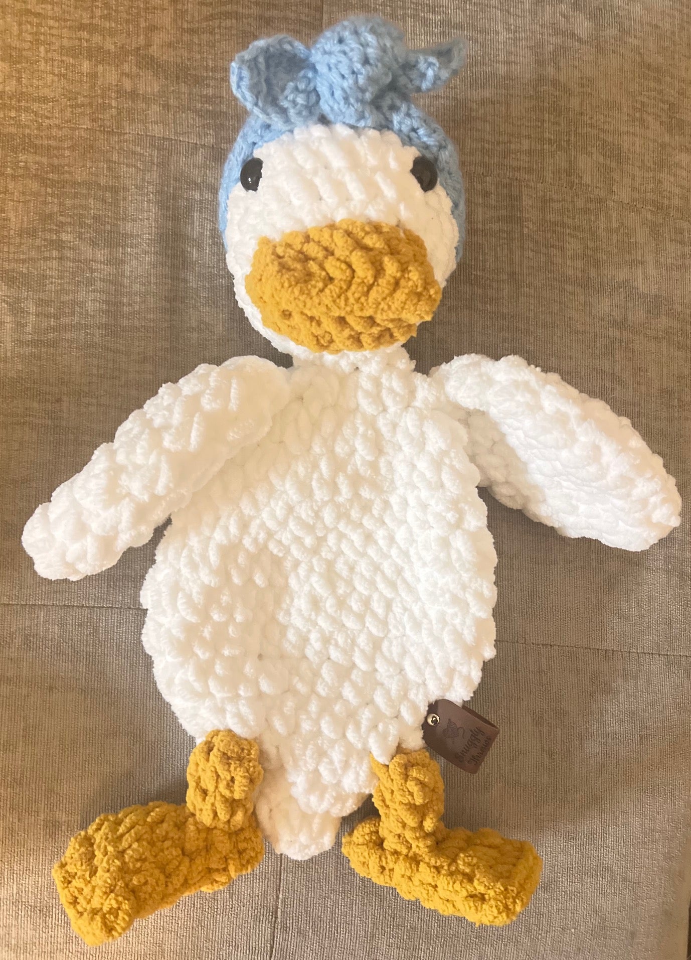 Della Duck Snuggler Lovey | Crochet Lovey | Crochet Duck | Crochet Toy Duck