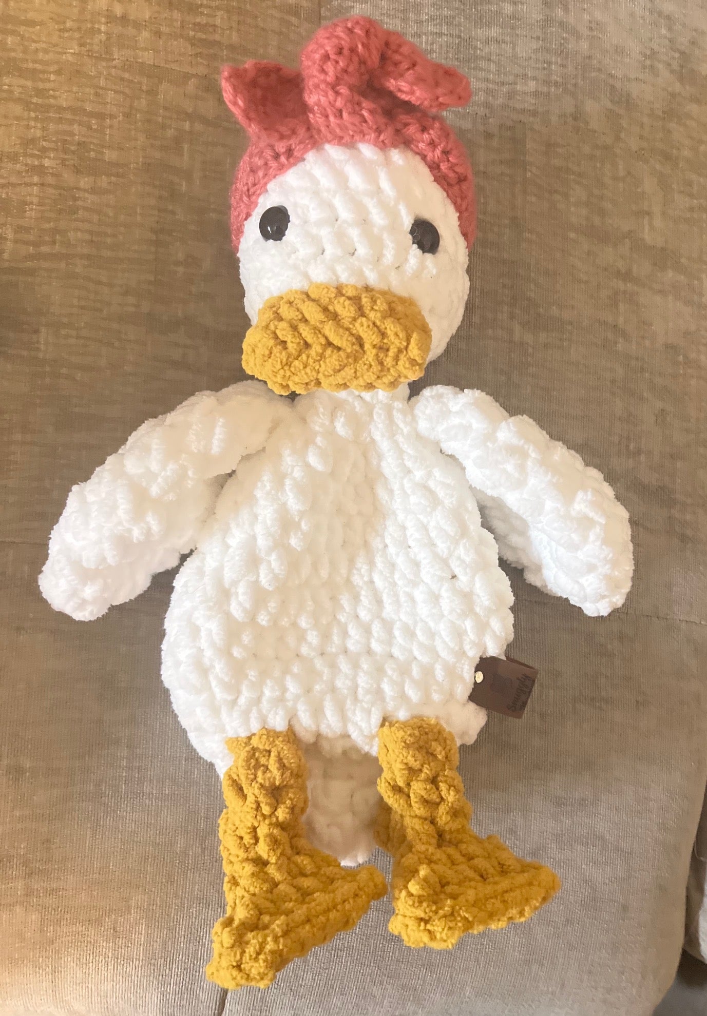 Della Duck Snuggler Lovey | Crochet Lovey | Crochet Duck | Crochet Toy Duck