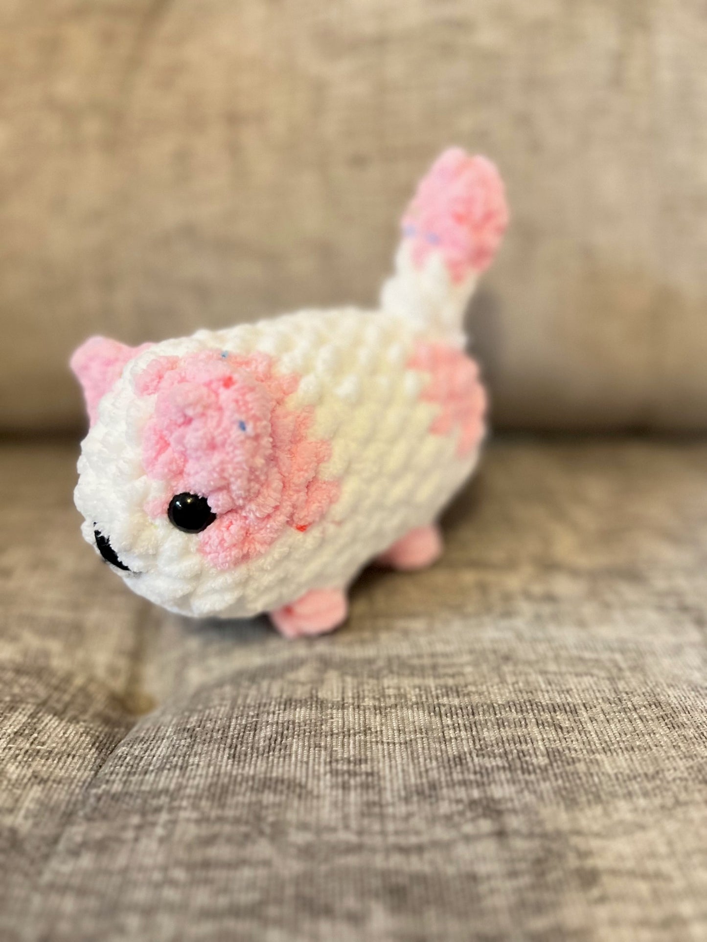 Mini Loaf Cat | Hand-Crocheted Plush in Pastel Confetti Chenille Yarn