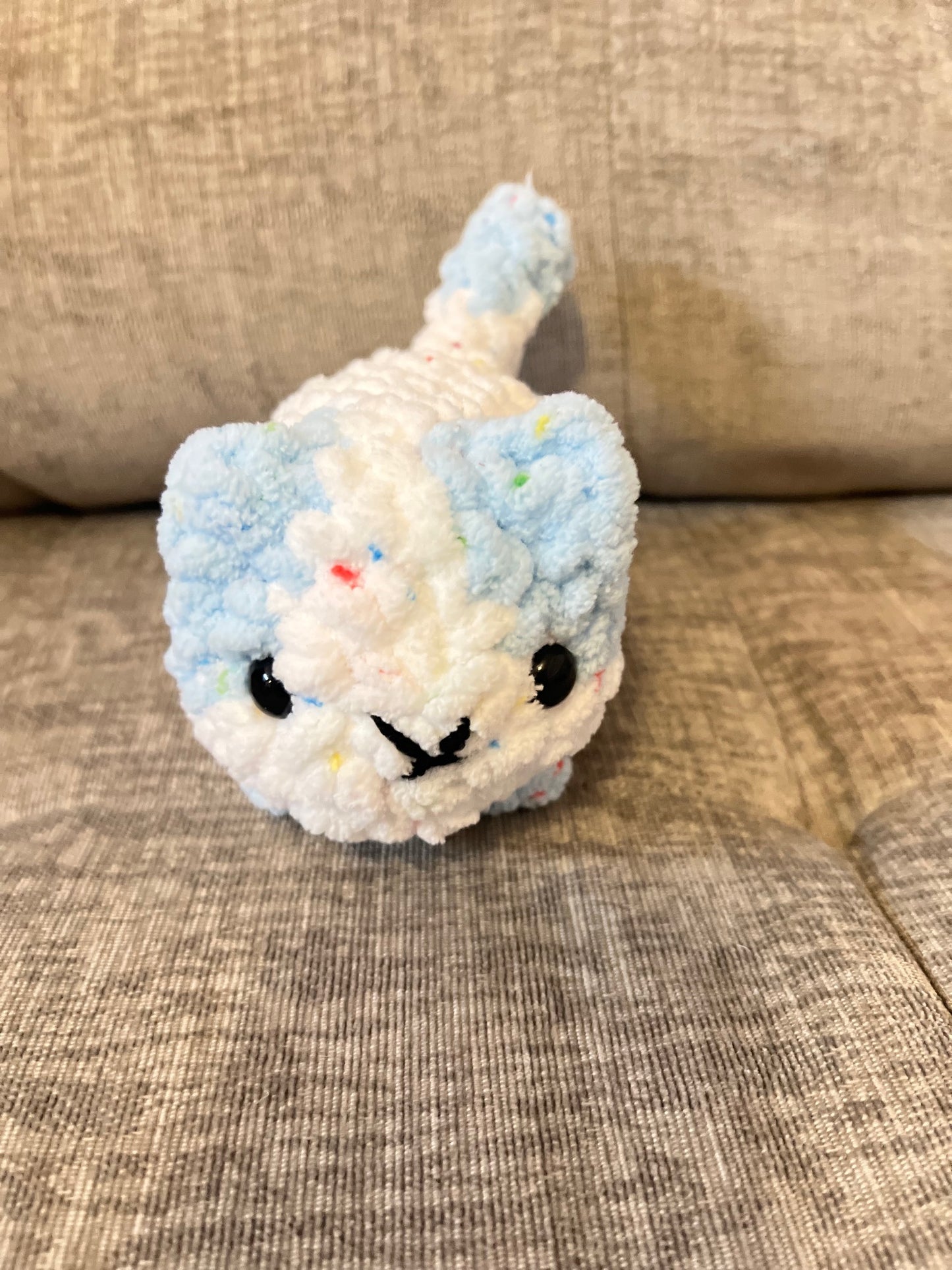 Mini Loaf Cat | Hand-Crocheted Plush in Pastel Confetti Chenille Yarn