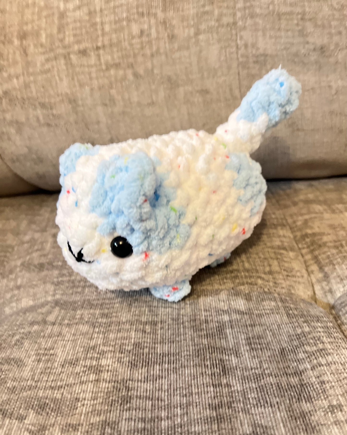 Mini Loaf Cat | Hand-Crocheted Plush in Pastel Confetti Chenille Yarn