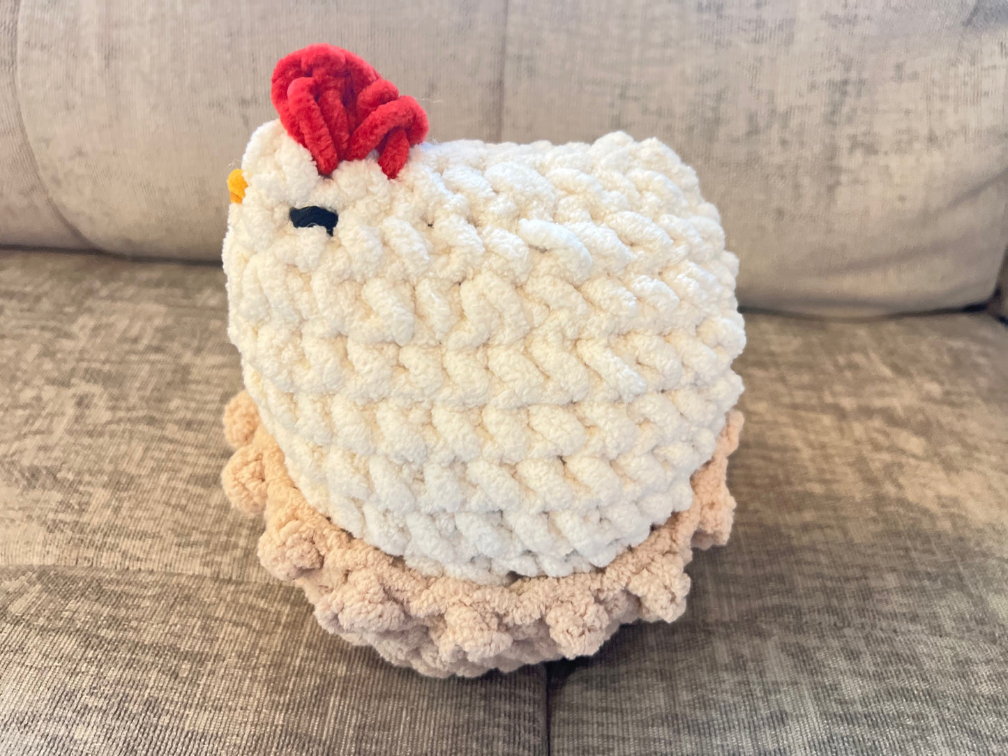 Mabel the Chicken | Handmade Crochet Plushie | Optional Nest | Soft Chunky Yarn