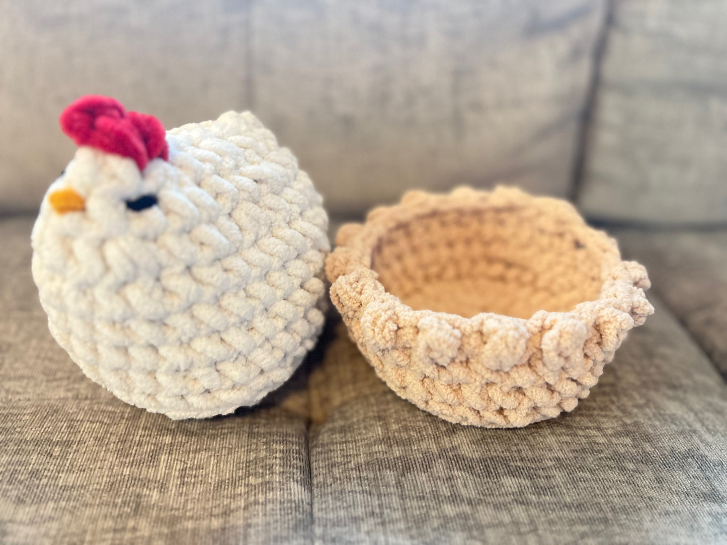 Mabel the Chicken | Handmade Crochet Plushie | Optional Nest | Soft Chunky Yarn