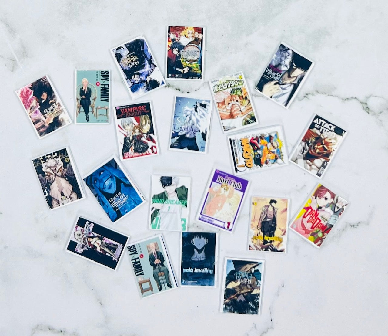 Miniature Books Anime Inspired Ornament | 20 Popular Anime Titles |Transparent Flat Ornament with Gift Box