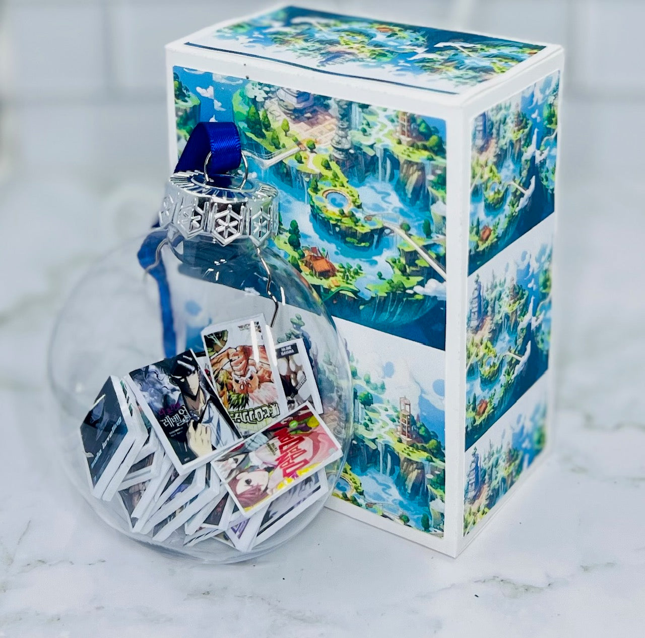 Miniature Books Anime Inspired Ornament | 20 Popular Anime Titles |Transparent Flat Ornament with Gift Box
