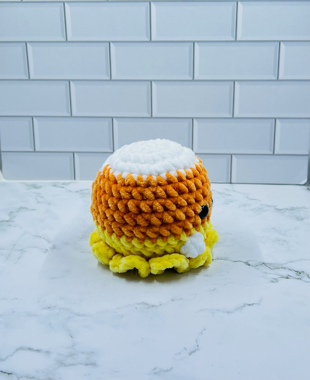 Crochet Candy Corn Ghost Plushie | Cute Halloween Amigurumi | Handmade 4x4 Inch Plush Toy