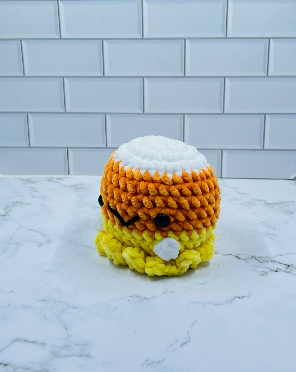 Crochet Candy Corn Ghost Plushie | Cute Halloween Amigurumi | Handmade 4x4 Inch Plush Toy