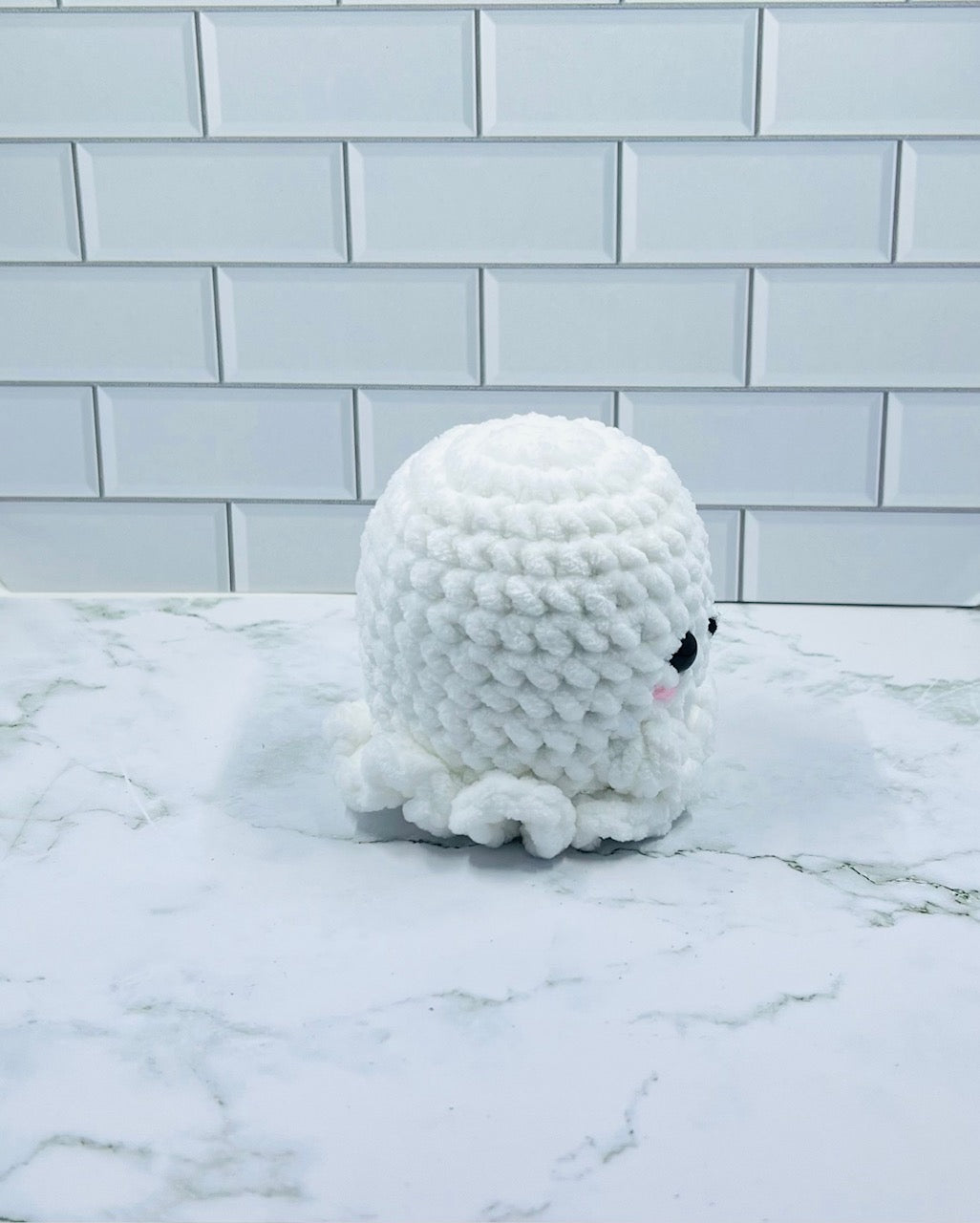 Crochet Ghost Plushie | Friendly Halloween Amigurumi | Handmade 4x4 Inch Cute Ghost Decor