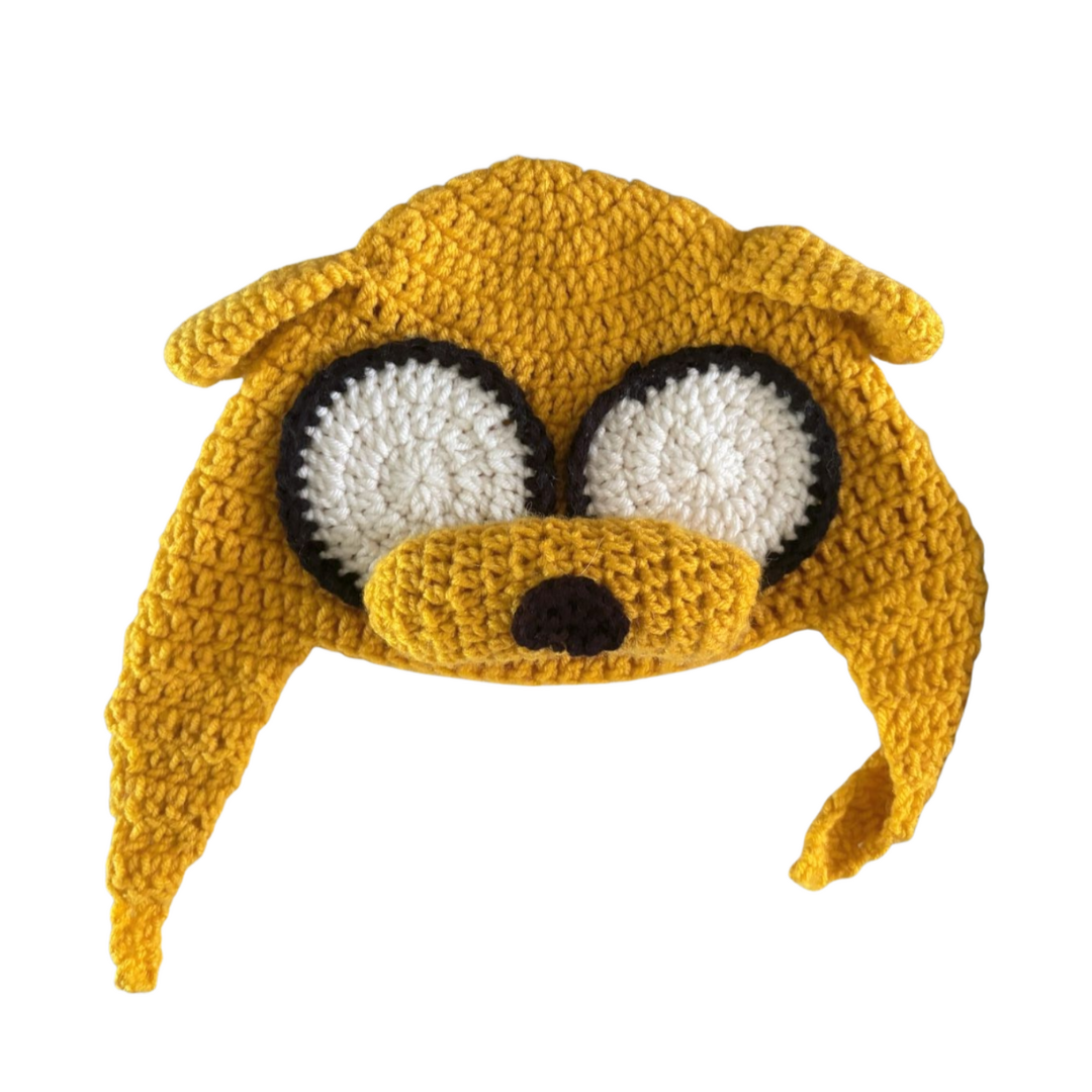 Crochet Dog Character Hat | Cartoon Cosplay Beanie for Kids & Adults | Sizes Newborn to Adult | Jake