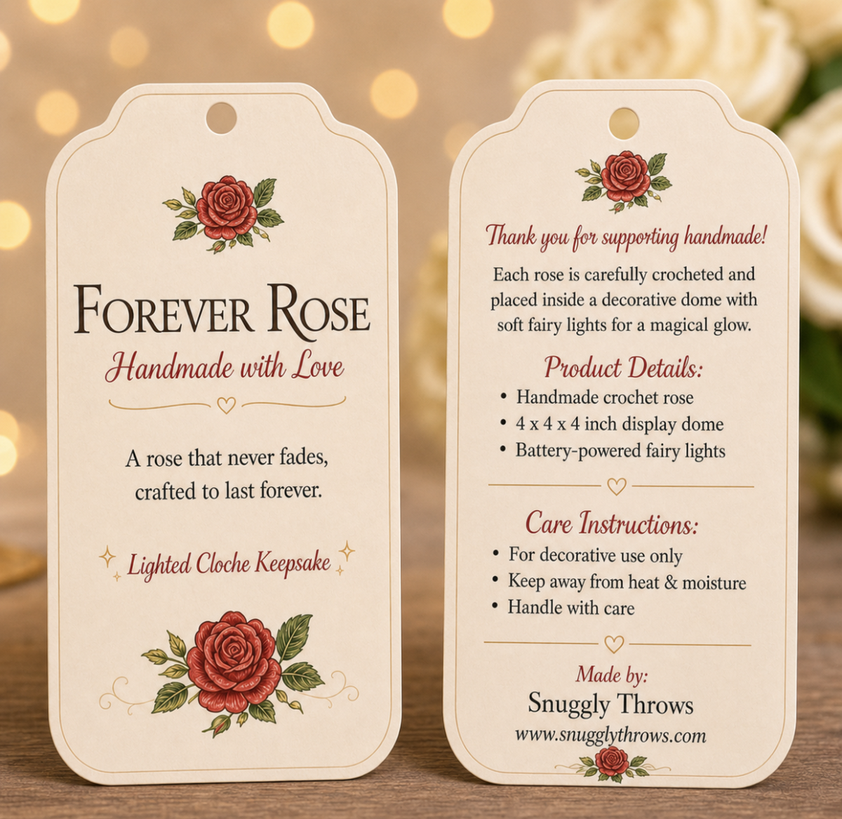 Crochet Forever Rose Lighted Cloche | Romantic Keepsake Night Light