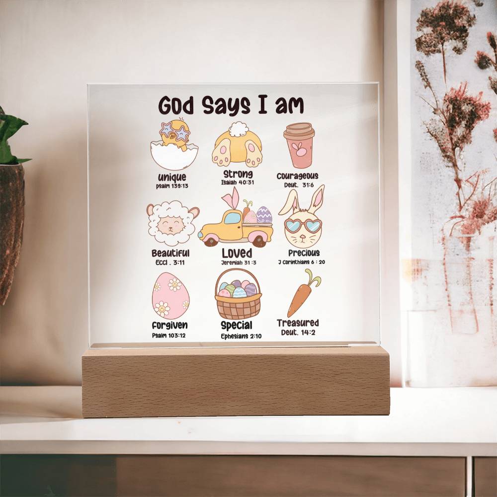 God Says I Am - Easter Acrylic Plaque | Custom Plaque | Easter Gift Plaque | Anniversary Gift | Christian Gift