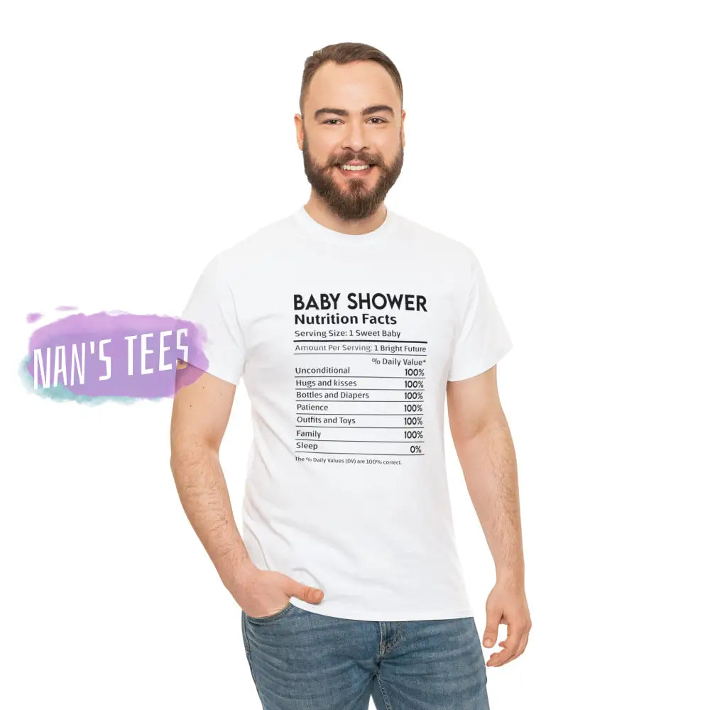 Baby Shower Nutrition Facts Short Sleeve Unisex Heavy Cotton Graphic Tee T-Shirt