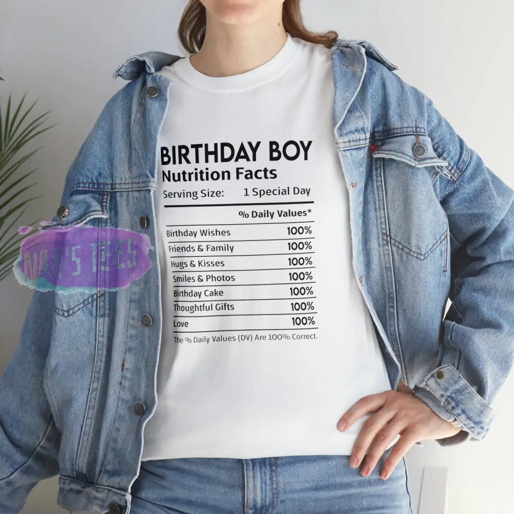 Birthday Boy Nutrition Facts Short Sleeve Unisex Heavy Cotton Graphic Tee T-Shirt