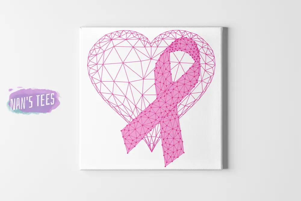 Breast Cancer Awareness Pink Heart Ribbon Canvas Wall Art 8 X Home Decor