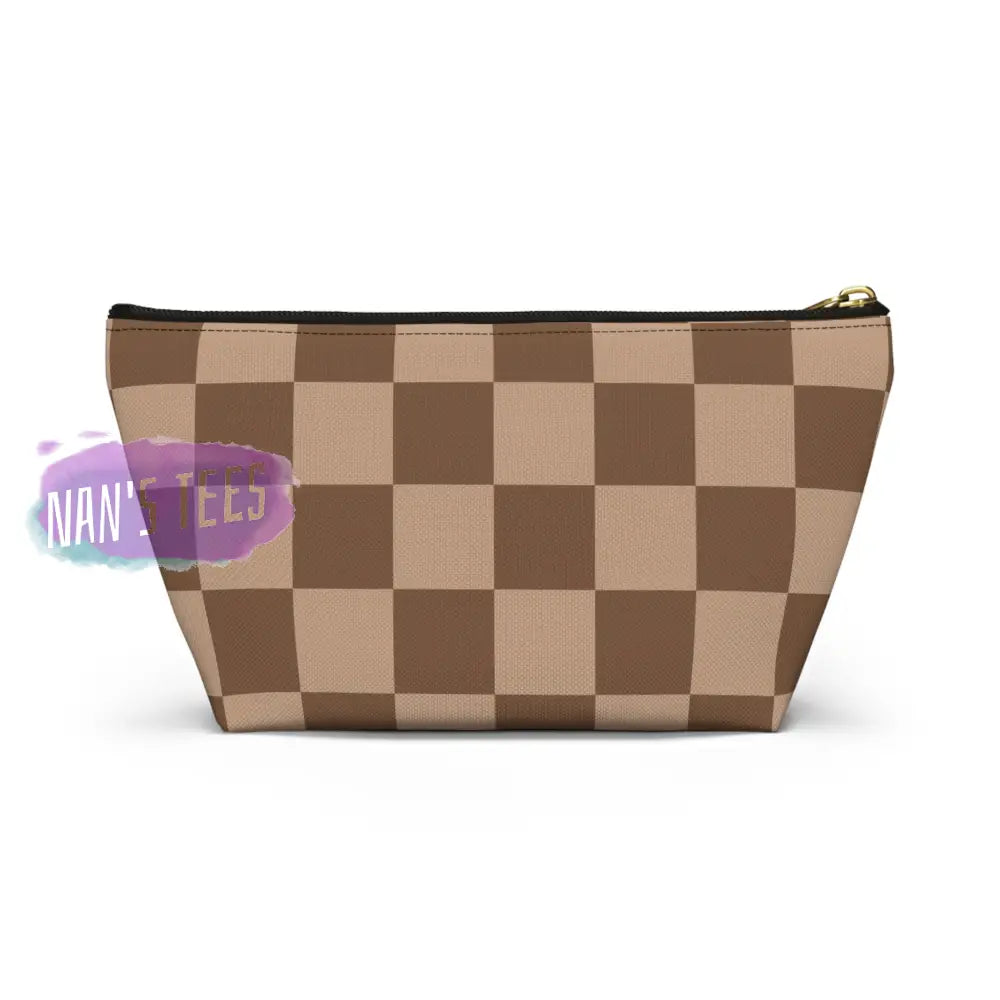 Checkered Accessory Cosmetic Makeup Pouch Travel Bag With T-Bottom Bags