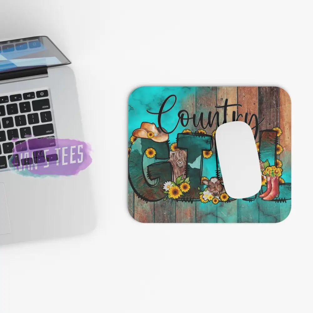 Country Girl Novelty Mouse Pad | Non-Slip Rubber Base Computers Laptop Office Home Decor