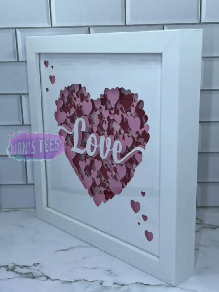 Framed 3D Layered Paper Love Wall Decor Art Valentines Day Mothers