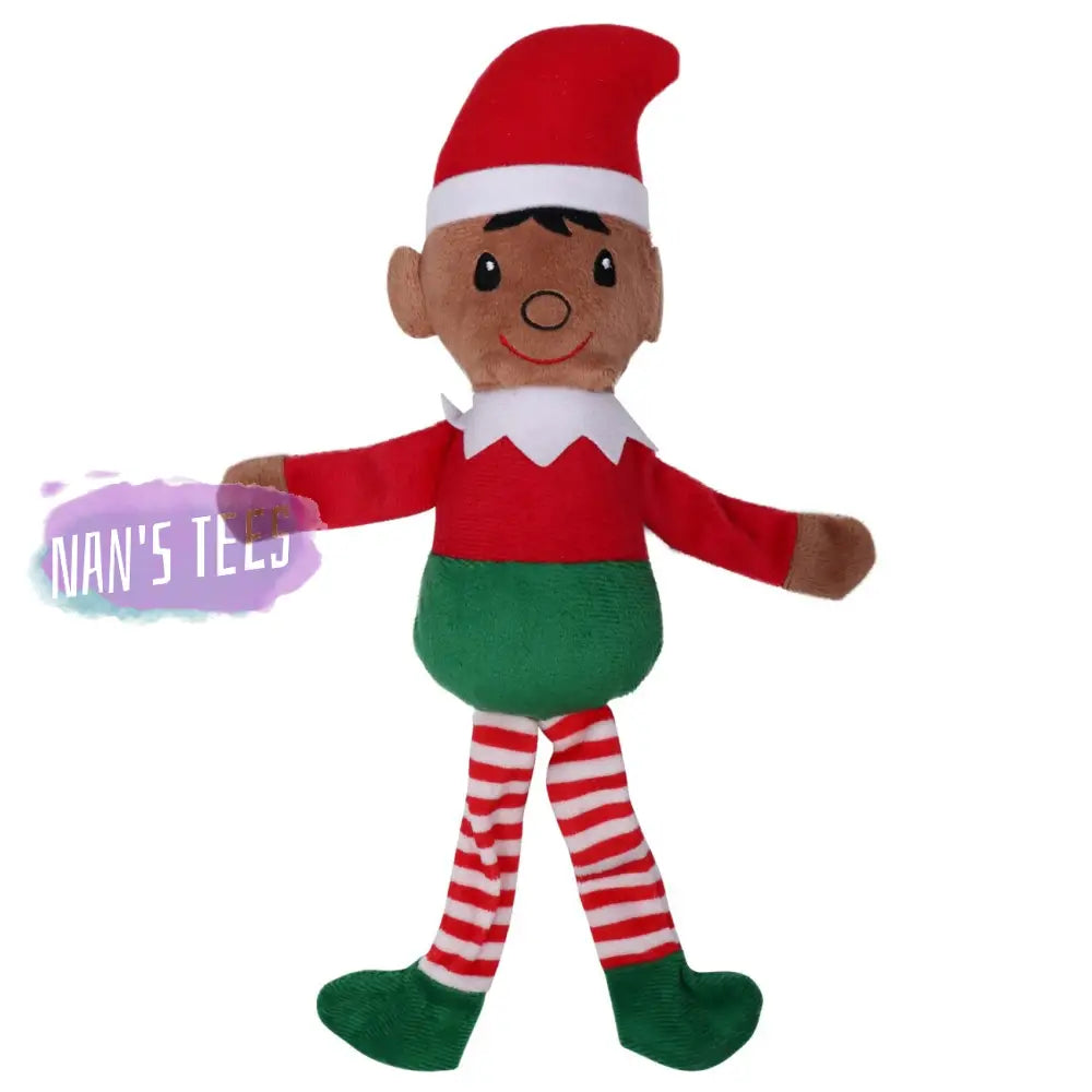 Holiday Christmas Elf Plush Doll | 14 Inches Tall Dark Skin Boy Stuffed Toy