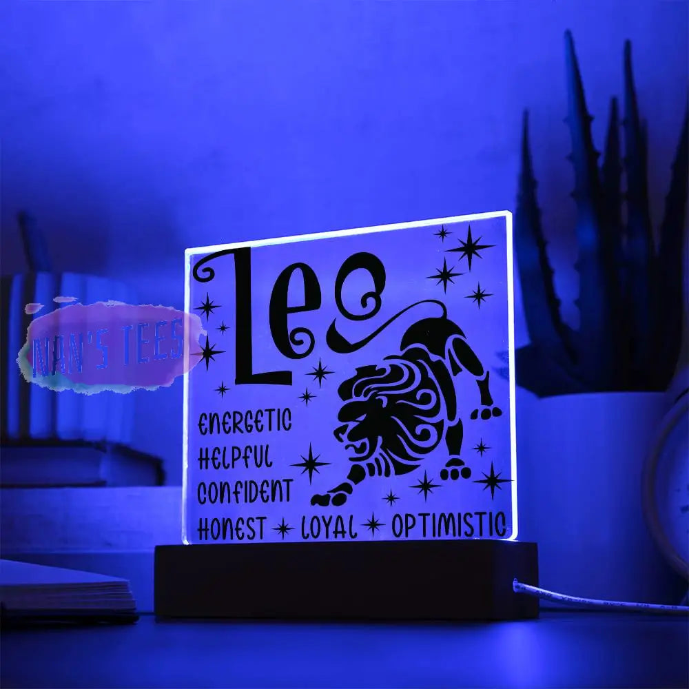 Leo Zodiac Sign Positive Traits | Acrylic Square Plaque With Led Base Jewelry