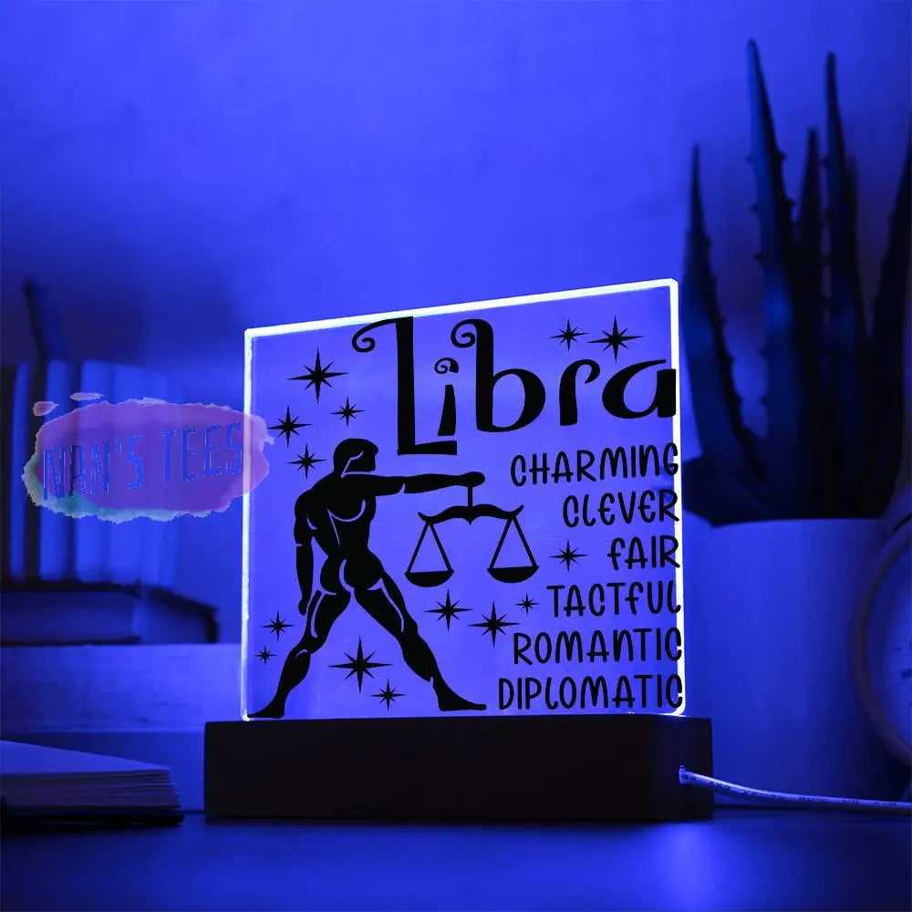 Libra Zodiac Sign Positive Traits | Acrylic Square Plaque With Led Base Jewelry