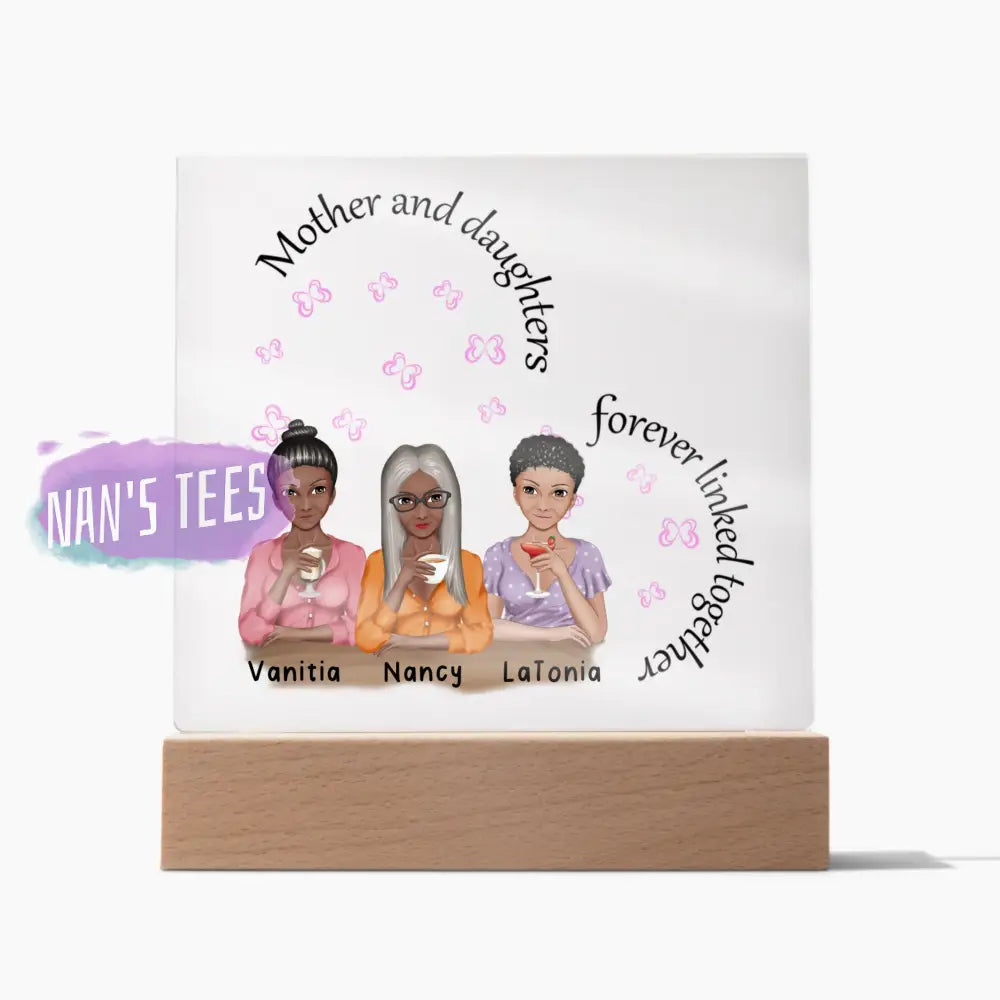 Mother And Daughters Forever Linked Together | Personalized Acrylic Heart Plaque