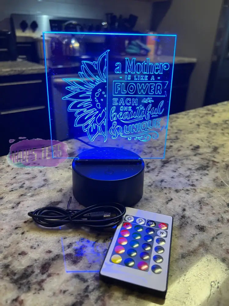Mothers Day Engraved Clear Acrylic 3D Led Night Light With Base And Remote