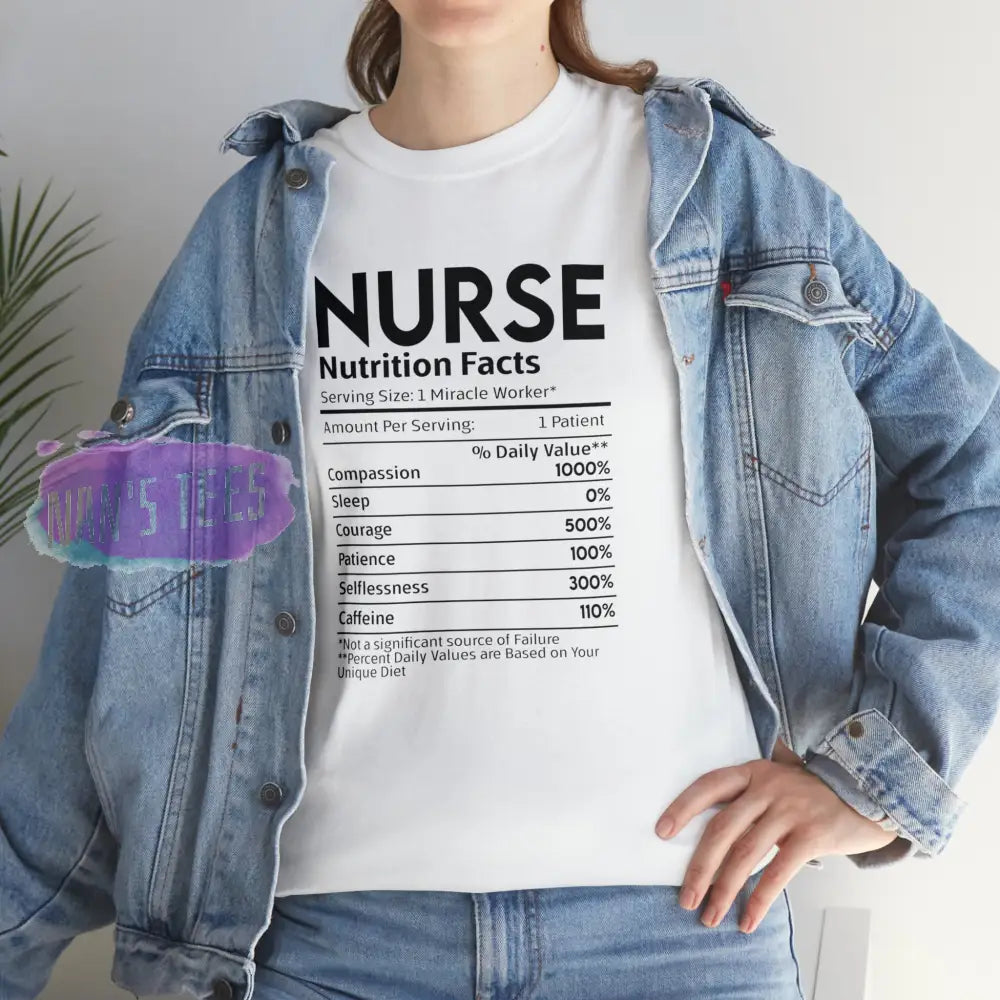 Nurse Nutrition Facts Short Sleeve Unisex Heavy Cotton Graphic Tee T-Shirt