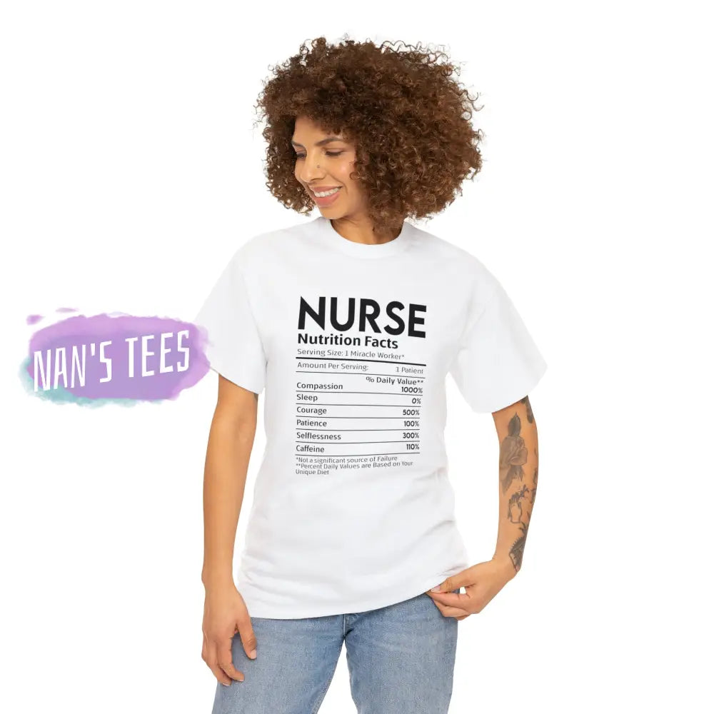 Nurse Nutrition Facts Short Sleeve Unisex Heavy Cotton Graphic Tee T-Shirt